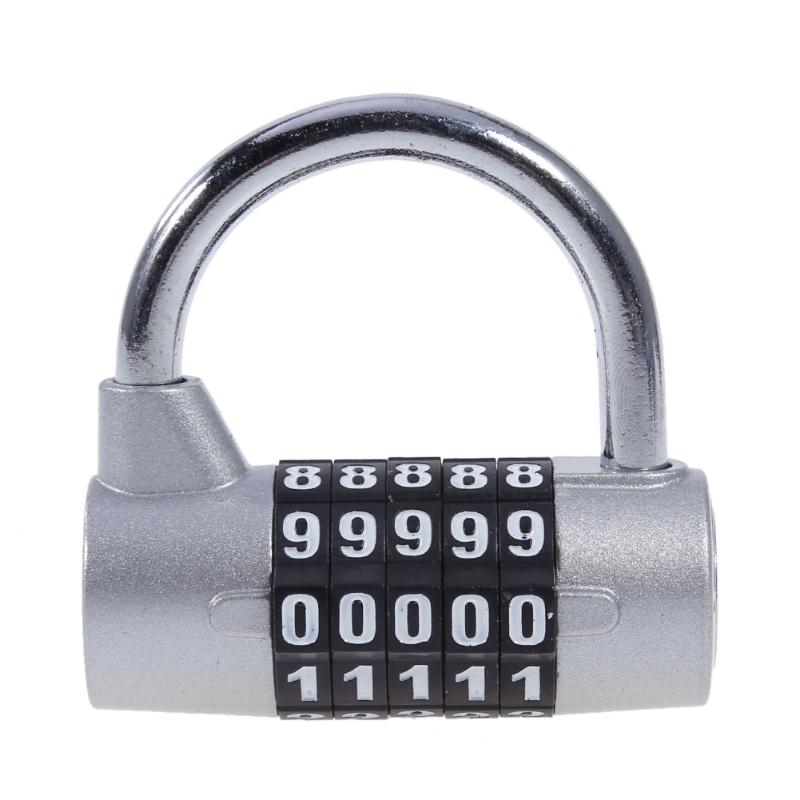 Cadenas à code à 4/5 chiffres avec mot de passe et anse large, cadenas à combinaison, sécurité de voyage en toute sécurité: Argent (m)
