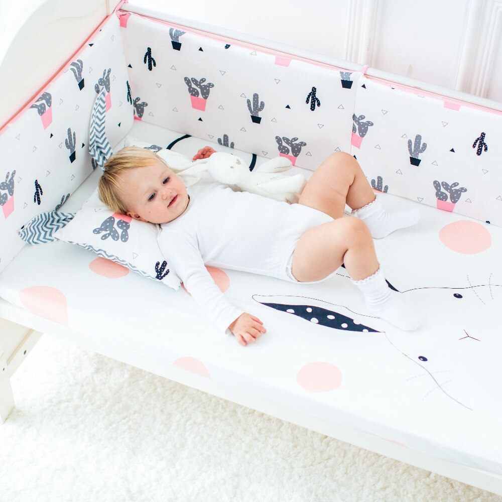 Muslinlife Infant Baby Krippe Stoßstangen, Muster Flamingo/Kaktus/Fuchs/Baum/Clauds Sicher Schutz, Baumwolle Baby Bett