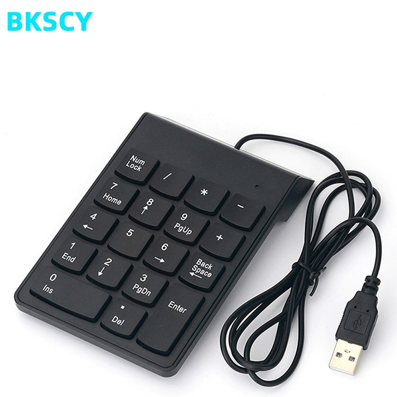 Bkscy MINI Number Pad USB Wired Mini Keyboard Keypad 18 Keys Numeric for Laptop Desktop PC Pro Computer Numpad Digital Keyboard