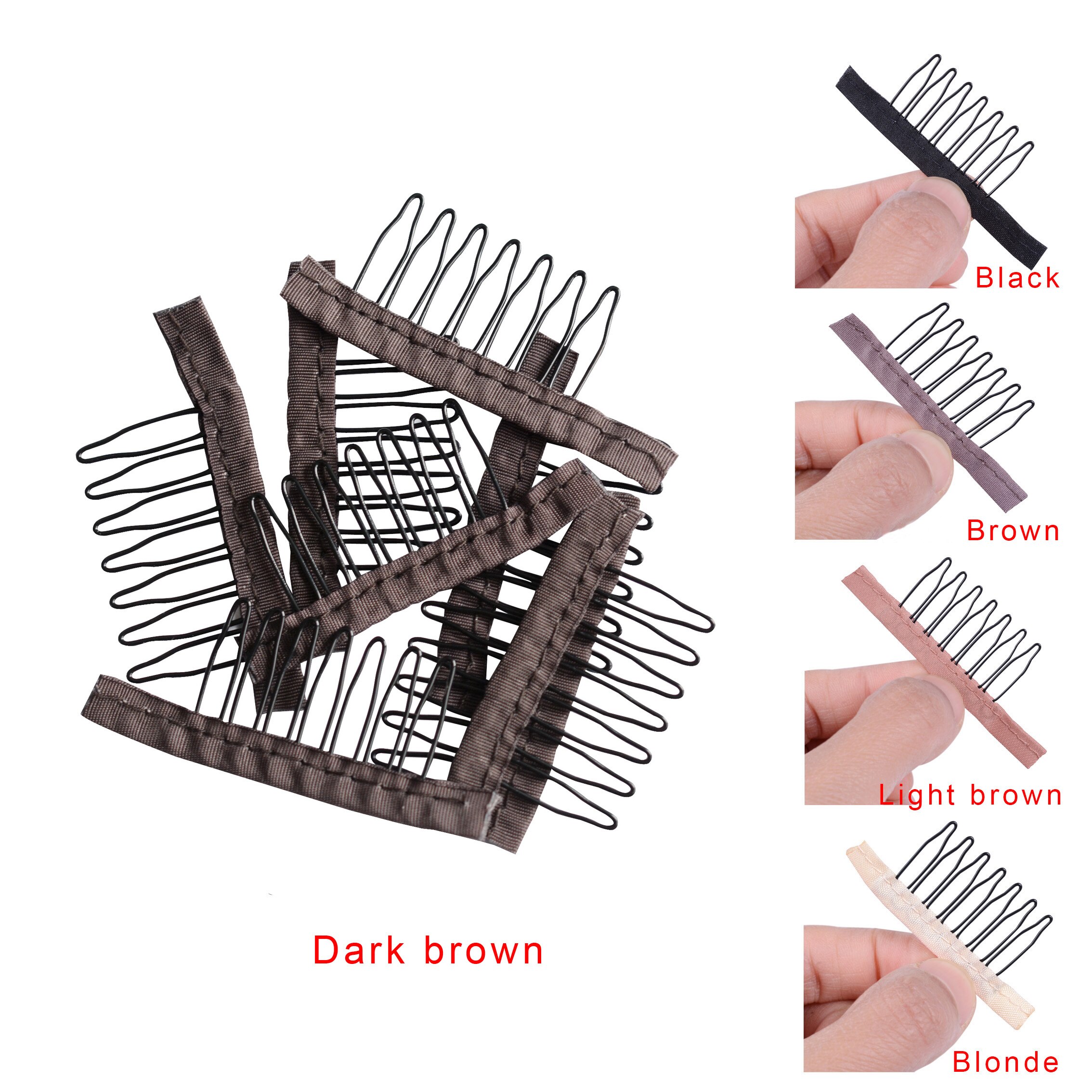5 Colors Lace Wig Clips Steel Tooth Polyester Durable Cloth Wig Combs For Hairpiece Caps Wig Accessories Tools 10Pcs/Lot