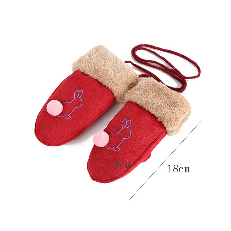 Schattige cartoon konijnen wanten voor kinderen, jongen/meisjes winter plus pluche kasjmier dikkere warme suède handschoenen warme vingerhandschoenen