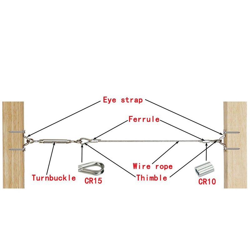 20 Pack Heavy Duty Rvs Kabel Reling Kits Voor Hout Berichten, diy Balustrade Kit Met Kaak Swage Vork Turnbuckle Ck01