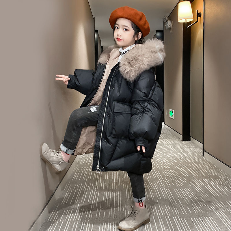 Winter Girl Cotton-Padded Jacket Thick Warm Baby Children Cotton Parkas Coat Fur Kid Teenager Outerwear W575