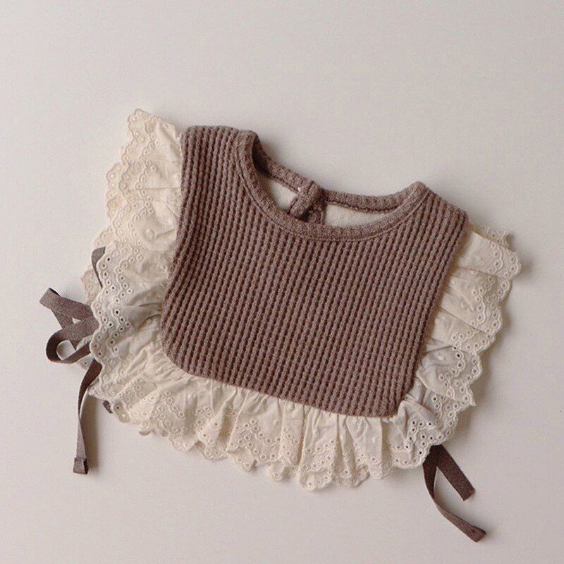 Herfst Baby Meisje Kant Vest Sweet Hollow Out Prinses Mouwloze Bovenkleding Katoen Pasgeboren Baby Bib Vest 0-24M: brown