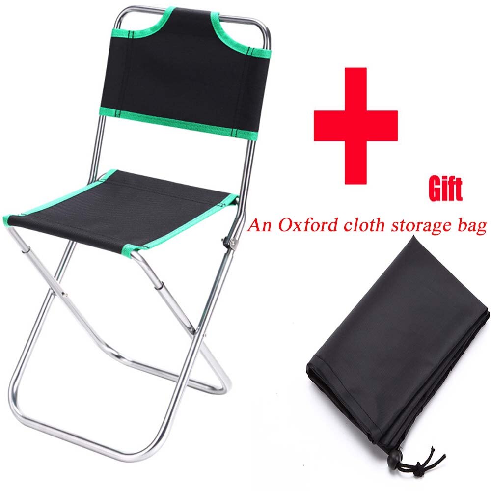 Outdoor Camping Stoel Oxford Doek Draagbare Reizen Ultralight Opvouwbare Superhard Hoge Belasting Strand Wandelen Picknick Zetel Vissen Gereedschap: Green