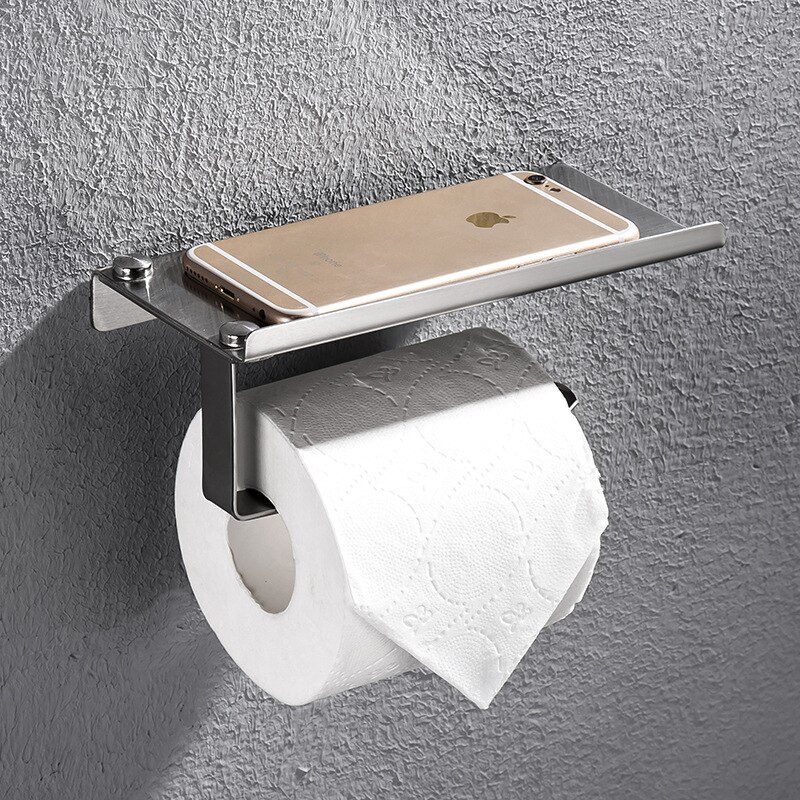 Bathroom Toilet Tissue Paper Holder Wall Mount Phone Holder WC Paper Roll Holder Rack Stainless Steel Tissue Boxes