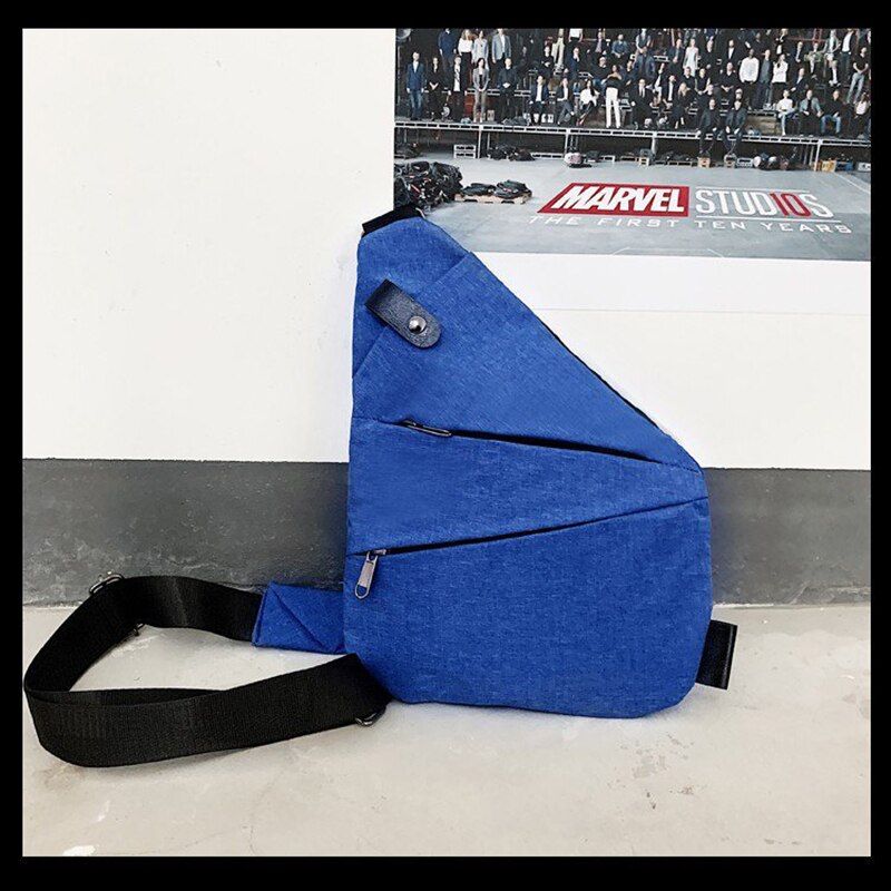 Mannen Reizen Zakelijke Fino Tas Inbraakpreventie Schoudertas Holster Anti Diefstal Beveiliging Band Digitale Opslag Borst Zak ZF10097: Blue Left