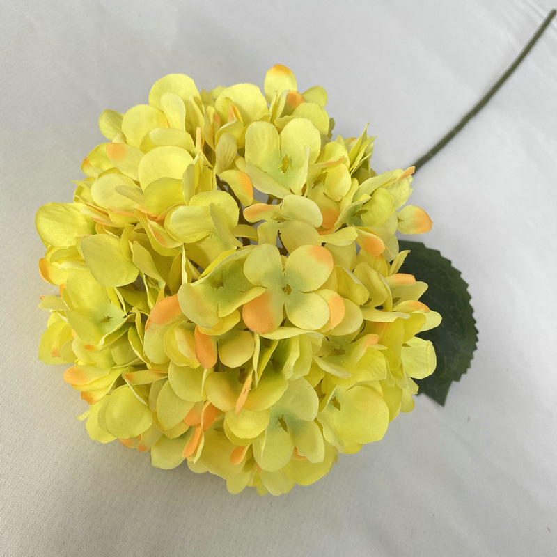 Kunstbloemen Goedkope Zijden Hortensia Bruidboeket Bruiloft Nieuwjaar Decoratie Woonaccessoires voor Vaas Planten Arrangement: Oranje