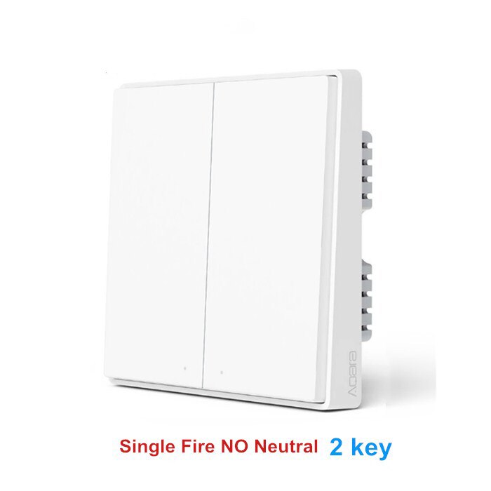 Aqara D1 Smart Wall Switch Zigbee Wireless Remote Control Light Switch Neutral Fire Wire 1/2/3 Button For Mijia HomeKit APP: NO Neutral 2 key