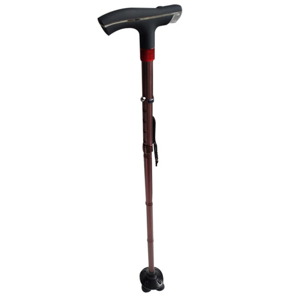 Bastón plegable para caminar ligero con luz LED y alarma para caminar
