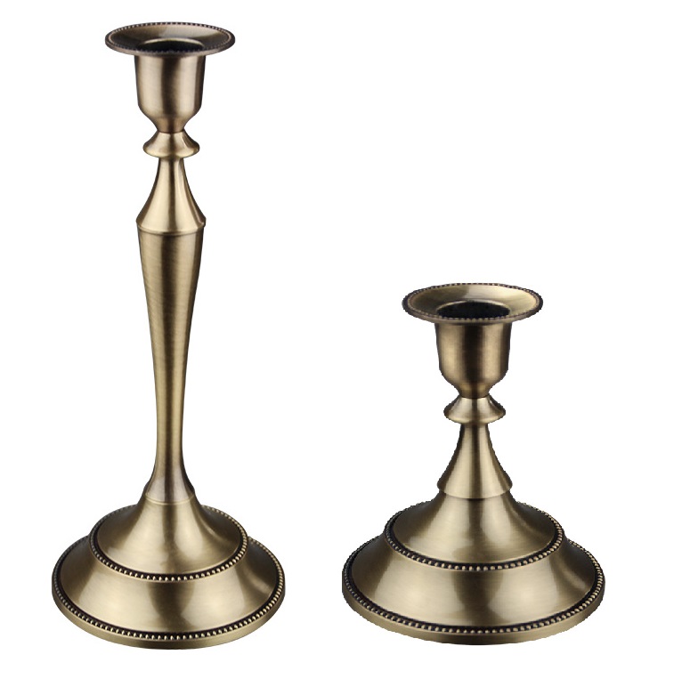 Candelabro de Metal Retro Para cena, Hotel, decoración del hogar, romántico, Retro: L / Caqui oscuro
