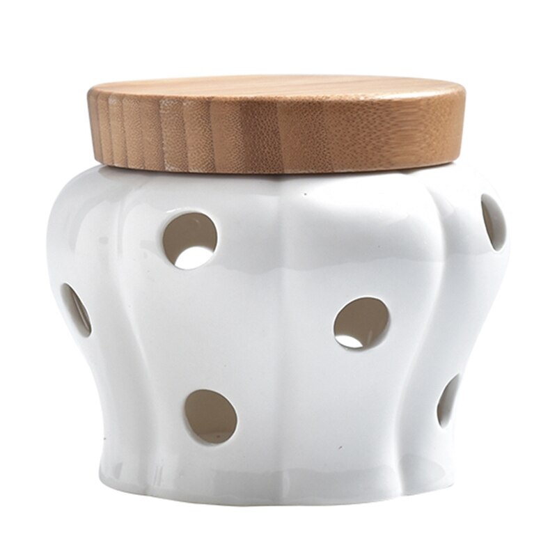 Keramische voorraadpotten knoflook gember pot bamboe deksel keuken organizer gereedschap woonaccessoires: Default Title
