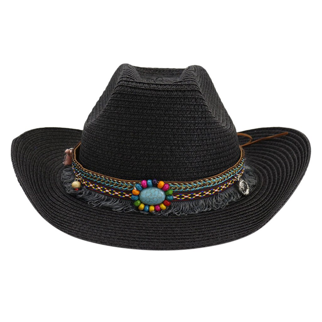 Men's & Women's Western Style Classic Cattleman Cowboy/cowgirl Straw Hat Hats Universal Wild Sombrero#GM: Black 