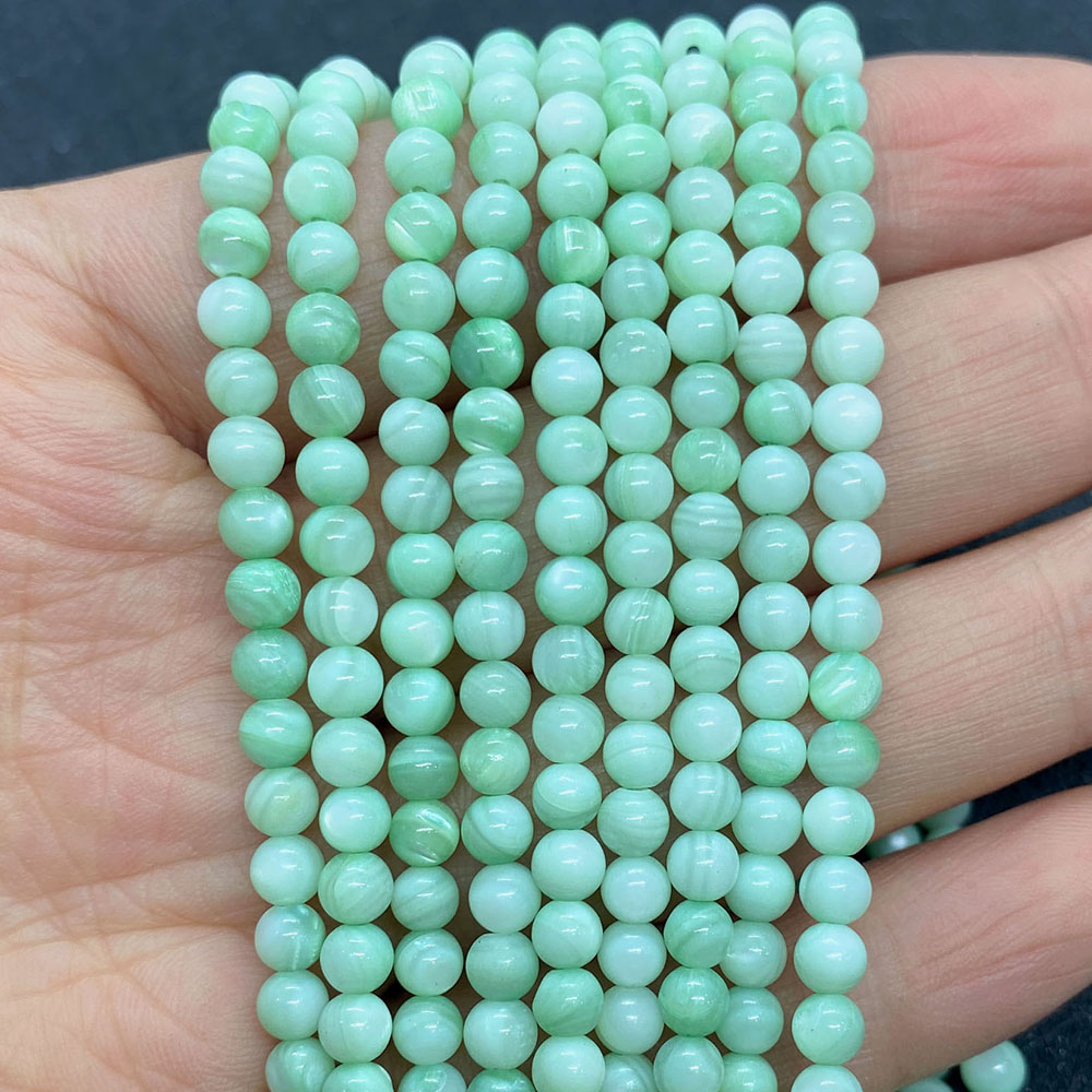 4mm gekleurde schelp kralen ronde losse kralen natuurlijke parelmoer schelp gespreide kralen sieraden maken DIY armband accessoires: Clear