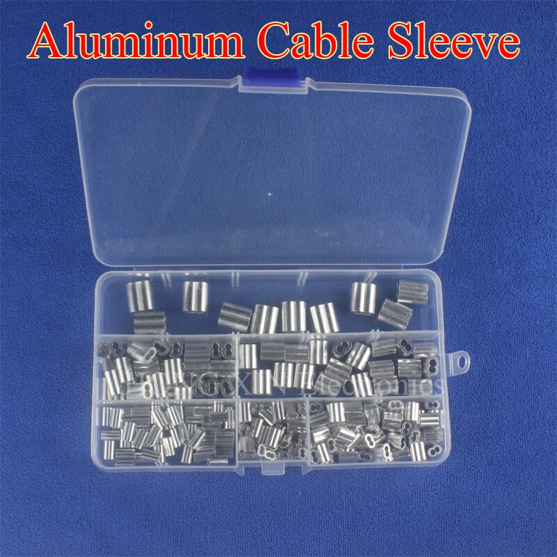 210pcs/set Aluminum Cable Crimps Sleeve Shape 8 Double Hole Ferrule Crimping Loop Oval Wire Rope Clip 1.2 1.5 2 2.5 3 4 mm