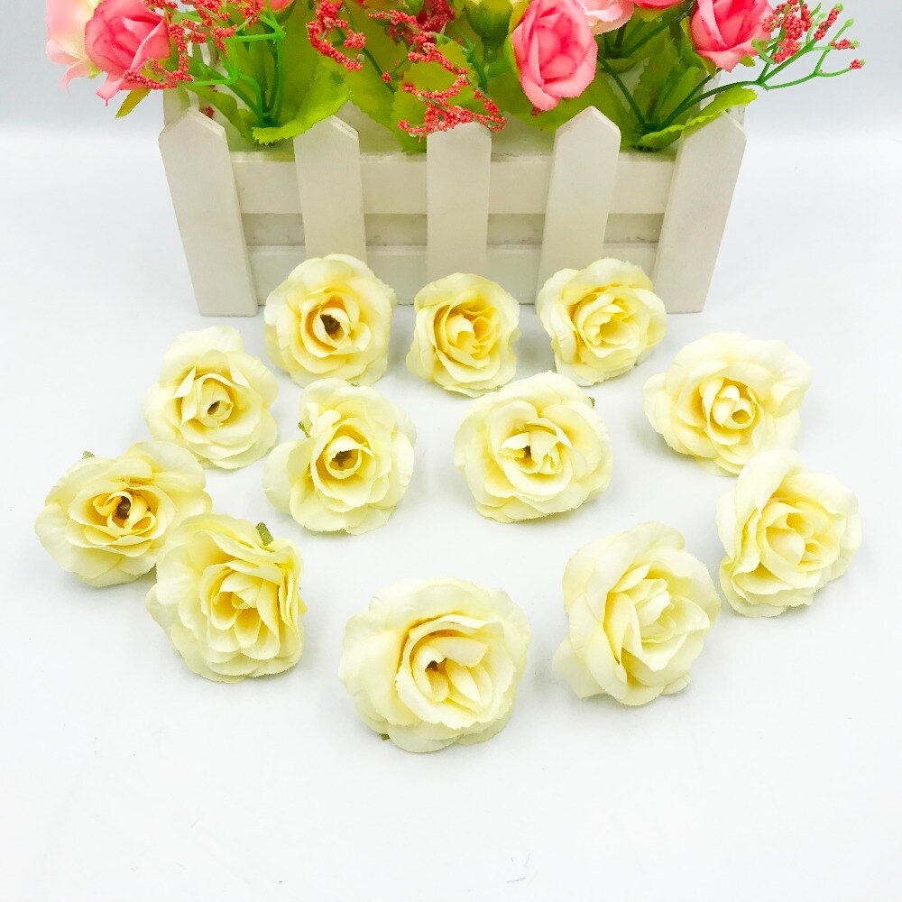 10 stuks kunstbloemen, 4cm zijden rozenbloemen, bruiloftsfeest, huisdecoratie, doe-het-zelfkrans, plakboekdoos, knutselwerkje