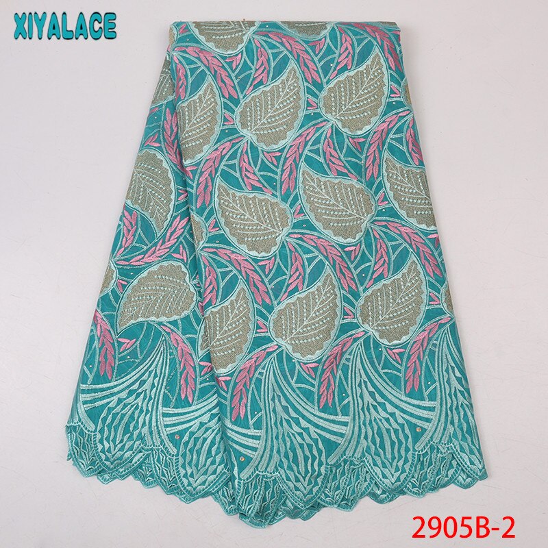 Afrikansk blonderstoff blondere siste tørre blondere brodert bomullsblonder med rhinestones til kvinner  ks2905b-1