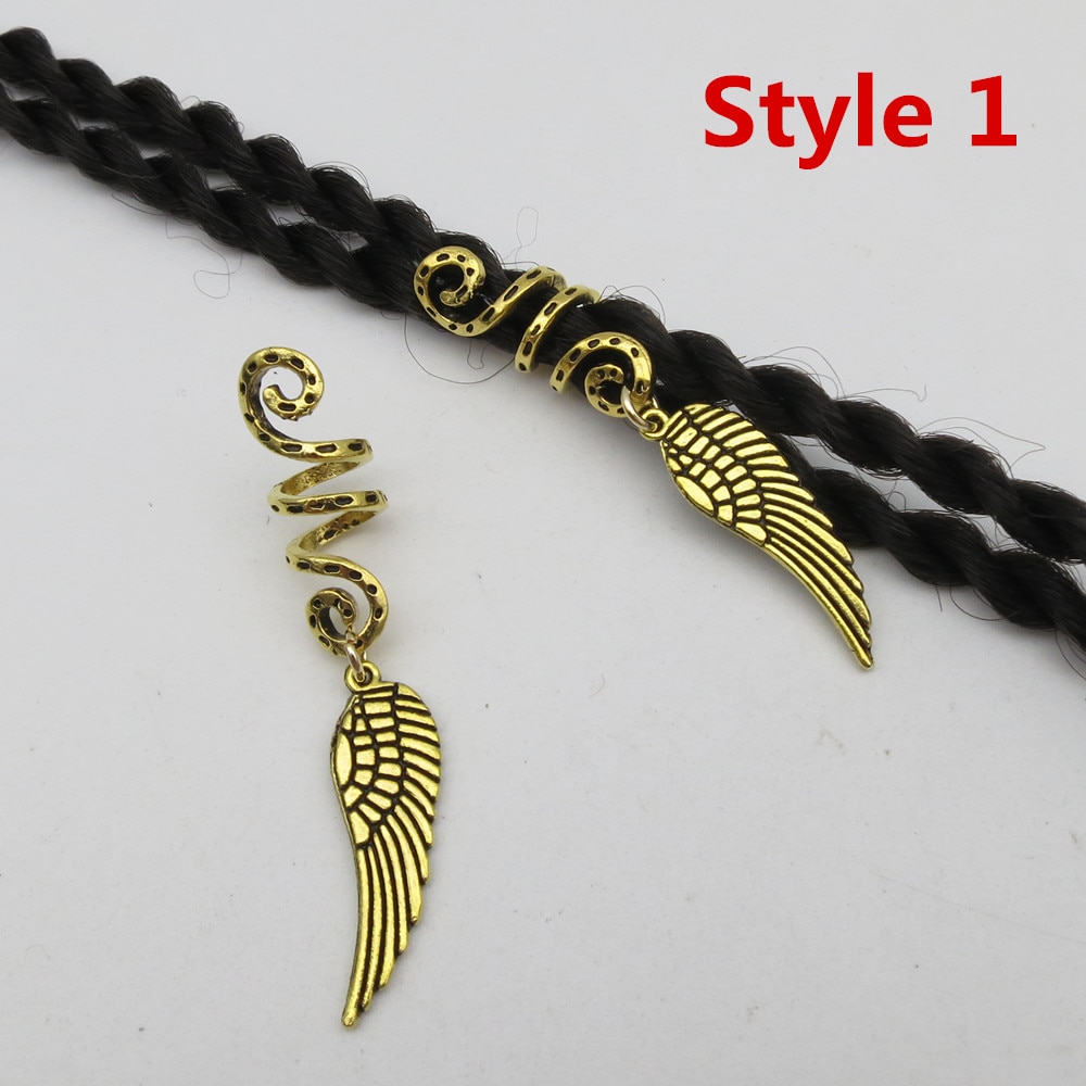 Breloques tressées dorées en spirale Viking, différentes breloques pour cheveux, redoute barbe, redoulock perles, clips, anneaux, accessoires pour cheveux, 2 pièces/paquet