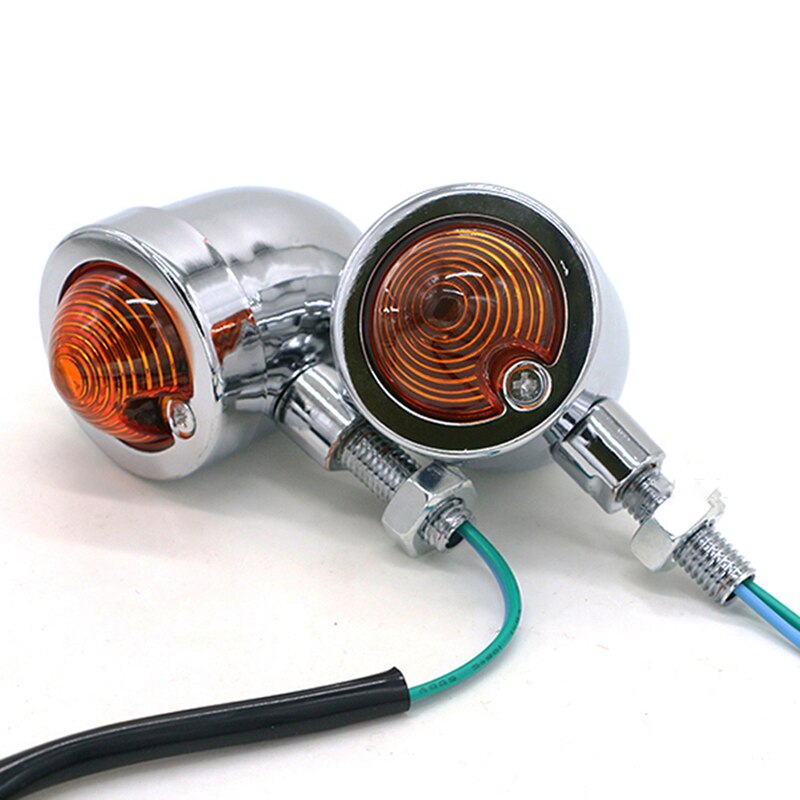 12V 3W Retro Motorcycle Led Universal Turn Signal Light Amber Indicator For Motorbikes Cafe Racer: silver  yellow cover