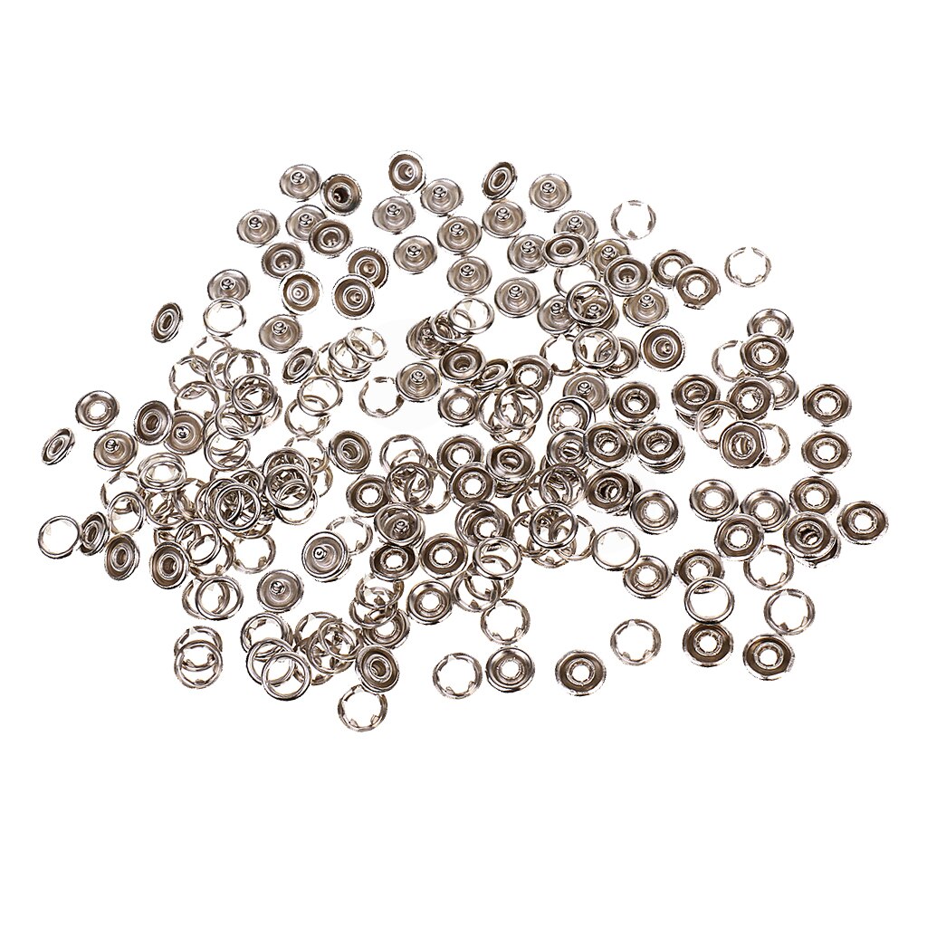 50 Sets No Sew-on Snap Buttons Metal Snaps Fasteners Press Studs Buttons for Sewing, 9.5 mm,Silver