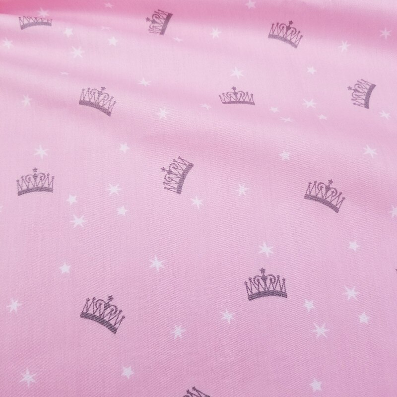 100% Cotton Twill Fabric Princess Crown Print Patchwork Cloth Hand-Sewn Quilted Baby Dormitory Sheets Comfortable Cotton Fabric