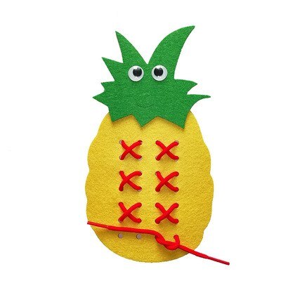 Smarta barn som lär sig att knyta skosnören barn tidiga pedagogiska leksaker småbarn slips lära sig att knyta skosnörenrn leksakshjälpmedel: Ananas 1 set