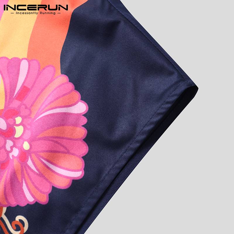 INCERUN-Vestidos largos de para hombre, ropa de dormir sin mangas, camisón largo estampado, S-5XL