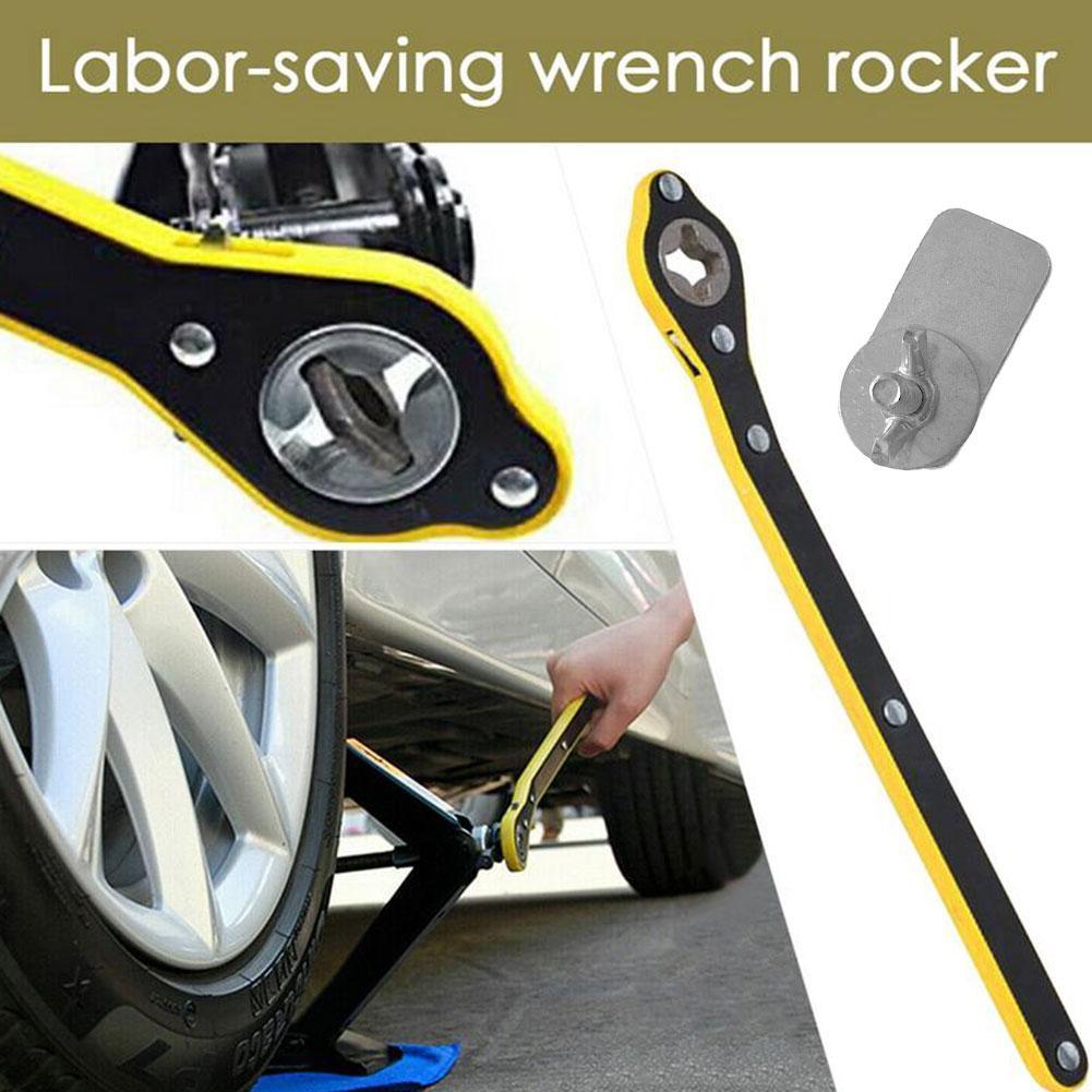 Auto Labor-saving Jack Ratchet Wrench With Adapter Scissor Jack Garage Tire Wheel Lug Wrench Car Handmade Labor-saving Wrenchs
