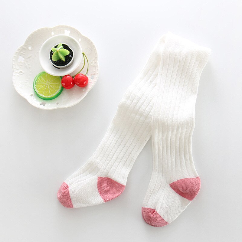 Voorjaar Zachte Katoenen Baby Meisje Panty Pasgeboren Baby Solid Beenwarmers Panty Stiksels Warm Baby Kousen Baby Strumpfhose: 6-12 Months white