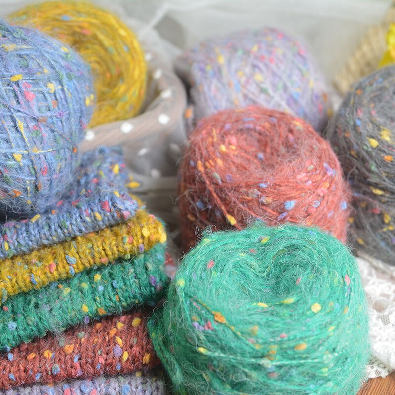 50g/ball Dotted Mohair Yarn Hand Knitting Wool Woven Crochet Soft Sweater Colorful Yarn Skin-friendly Baby Children Scarf Thread