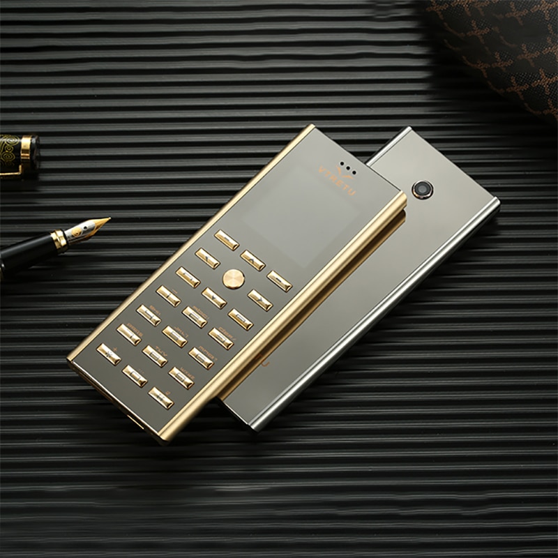 Luxe kleine mini card metalen body dual sim sleutel mobiele telefoon GSM senior Bar Russische toetsenbord dunne knop Mobiele telefoon cectdigi V01