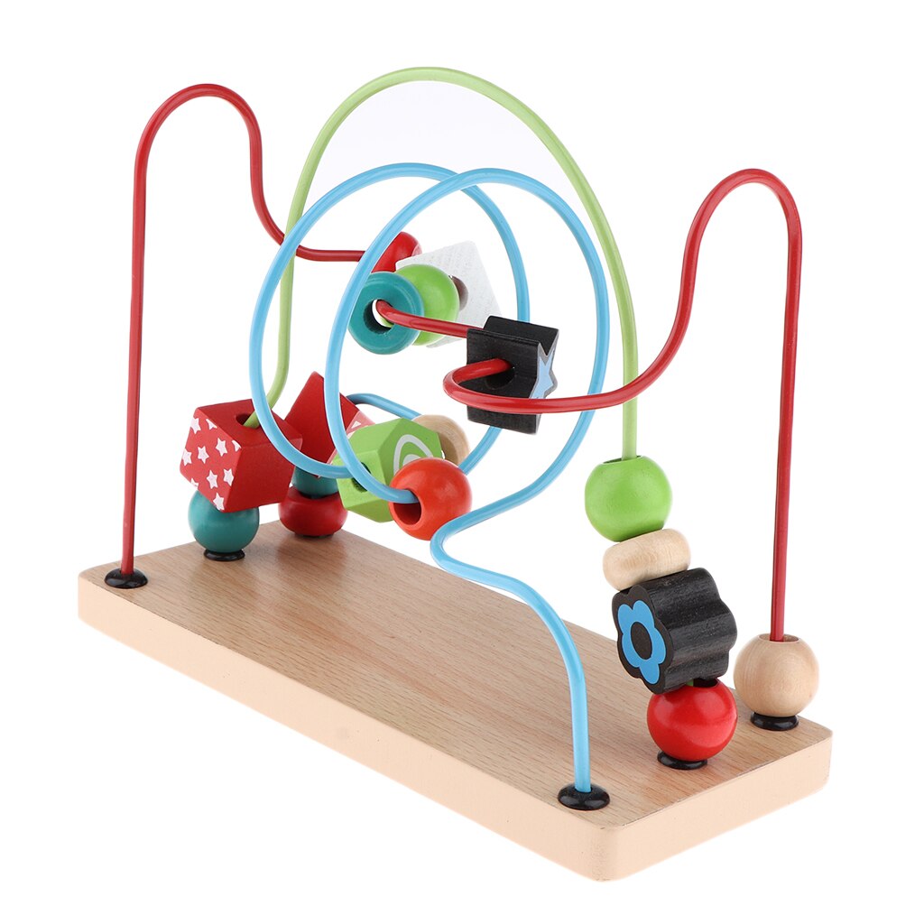 Kleurrijke Educatief Houten Kralen Doolhof Draad Roller Coaster Houten Speelgoed Voor Peuters Baby