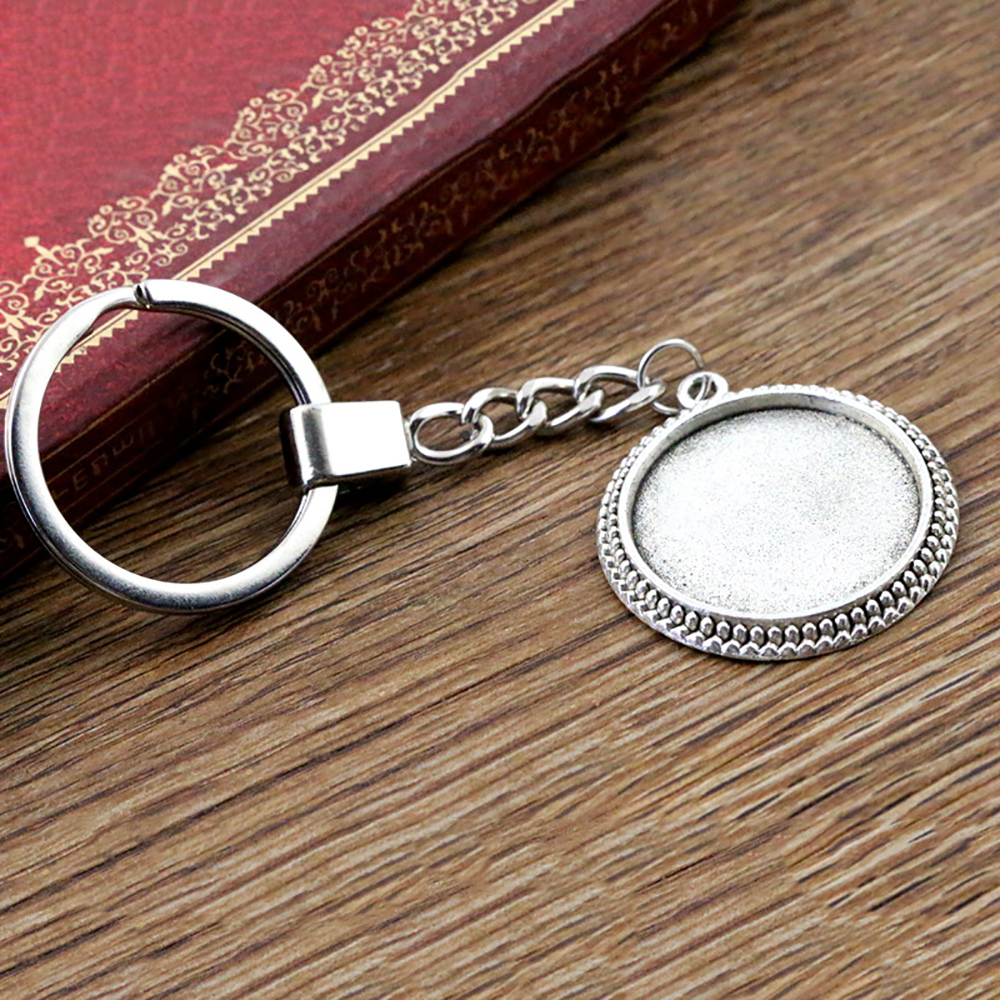 Nowe mody brelok wewnętrzny rozmiar 25mm Cabochon baza ustawienie wisiorki DIY mężczyzn biżuteria brelok robić kluczyków robić samochodu uchwyt molościeniowy pamiątka na prezent: A4-41-SG