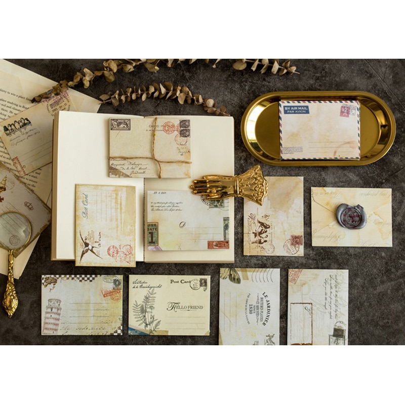 12 stuks/pak schattige vintage mini-papieren enveloppen met venster, envelop voor huwelijksuitnodigingen
