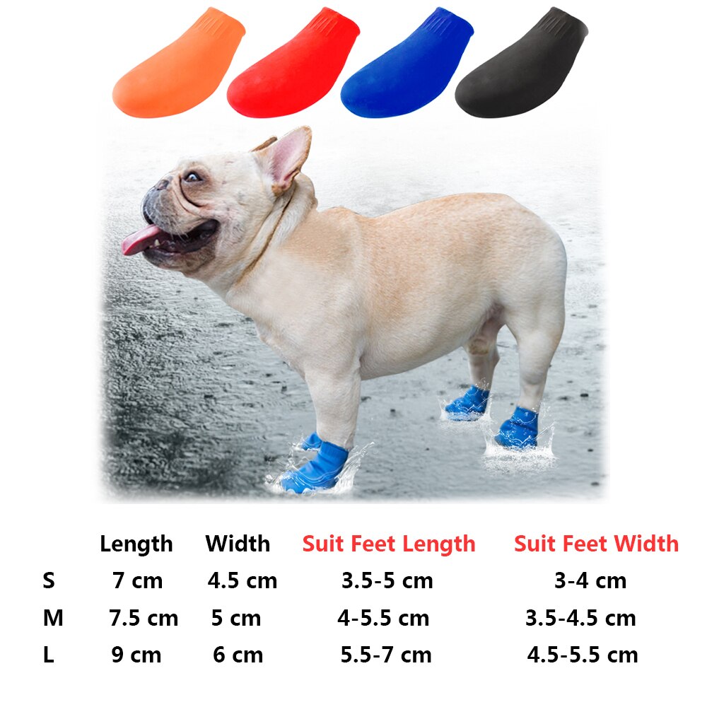 4 Stuks Waterdichte Hond Schoenen Huisdieren Laarzen Sokken Voor Kleine Honden Katten Non Slip Rubber Regen Hond Schoenen Sokken Voor outdoor Snoep Kleuren