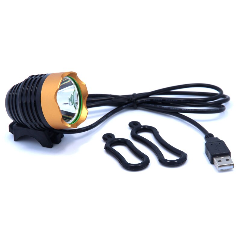 Faro LED para bicicleta T6 con puerto USB, resistente al agua, 5 colores opcionales