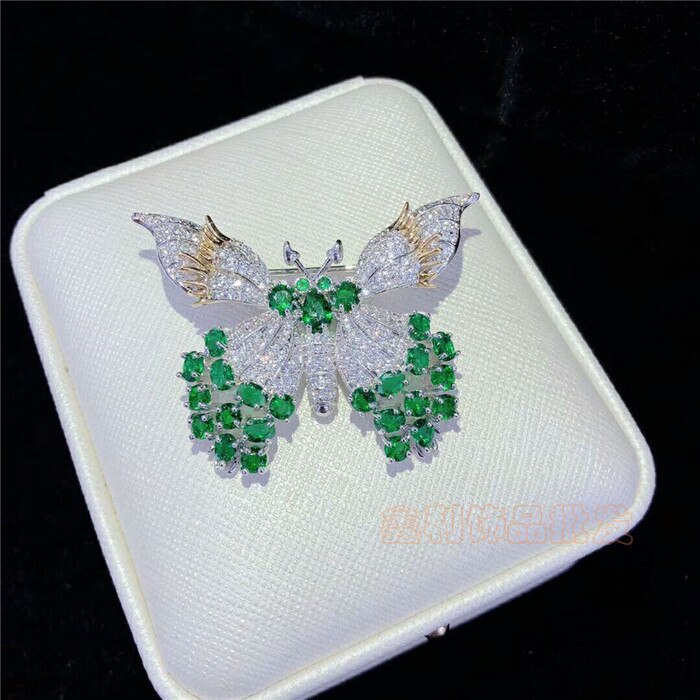 wow! green/red/blue zircon butterfly brooch nature FPPJ for xms woman