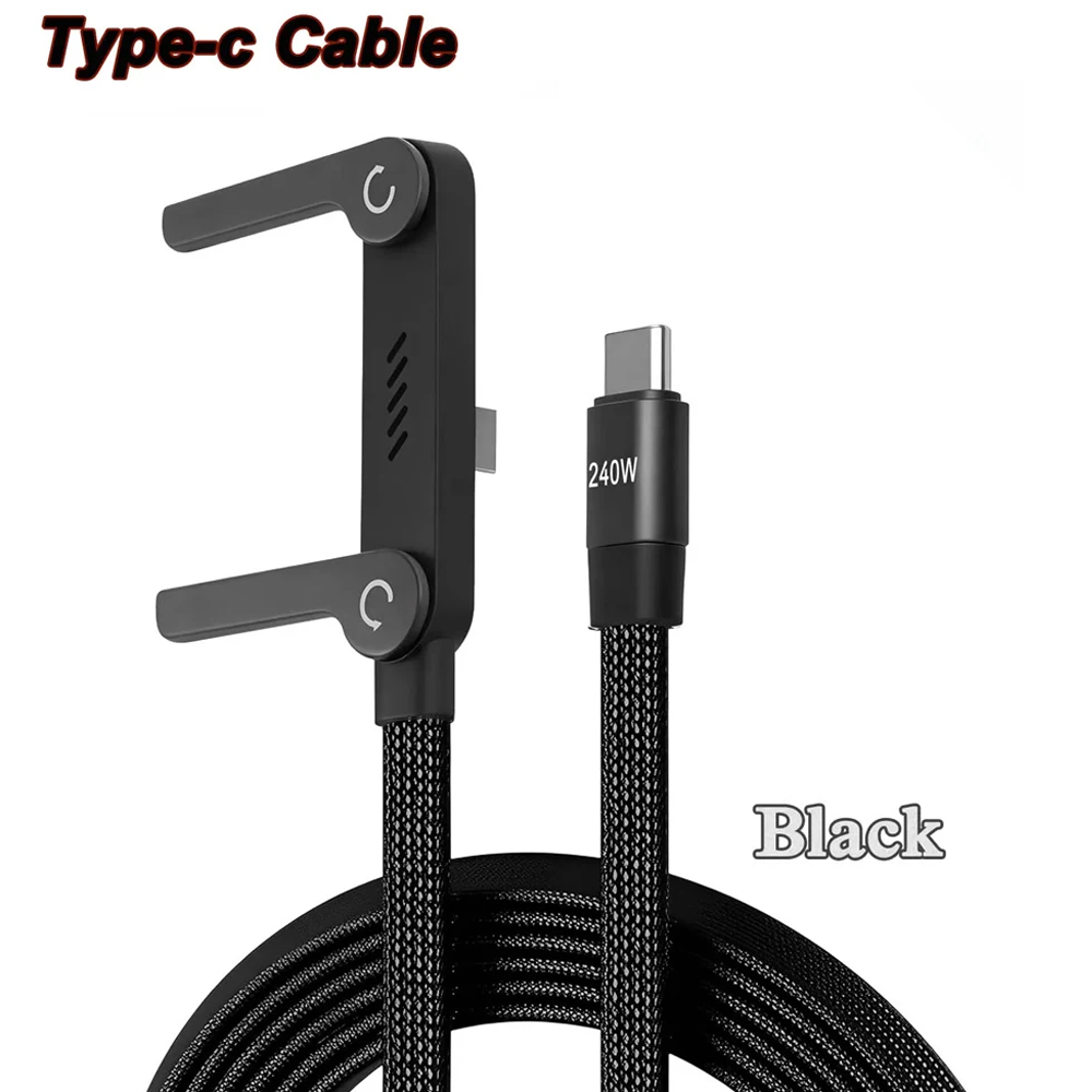 240W Super Fast Charging Data Cable 2-in-1 Folding Stand For iPhone 17 16 For Android Holder Charger Cable Type-C To C USB To C: Blue / 2m