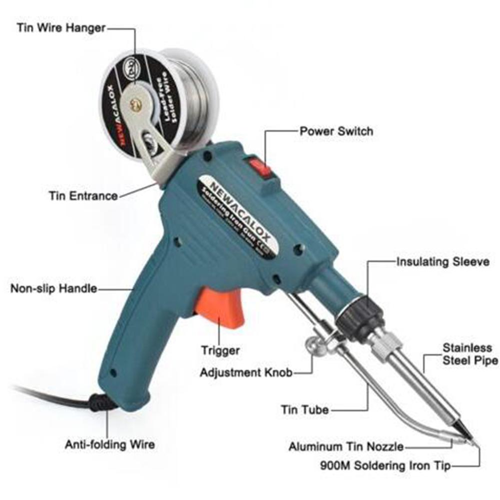 Håndholdt loddepistol 60w manuell utlodding elektrisk loddehåndholdt loddepistol europeisk plugg 220v