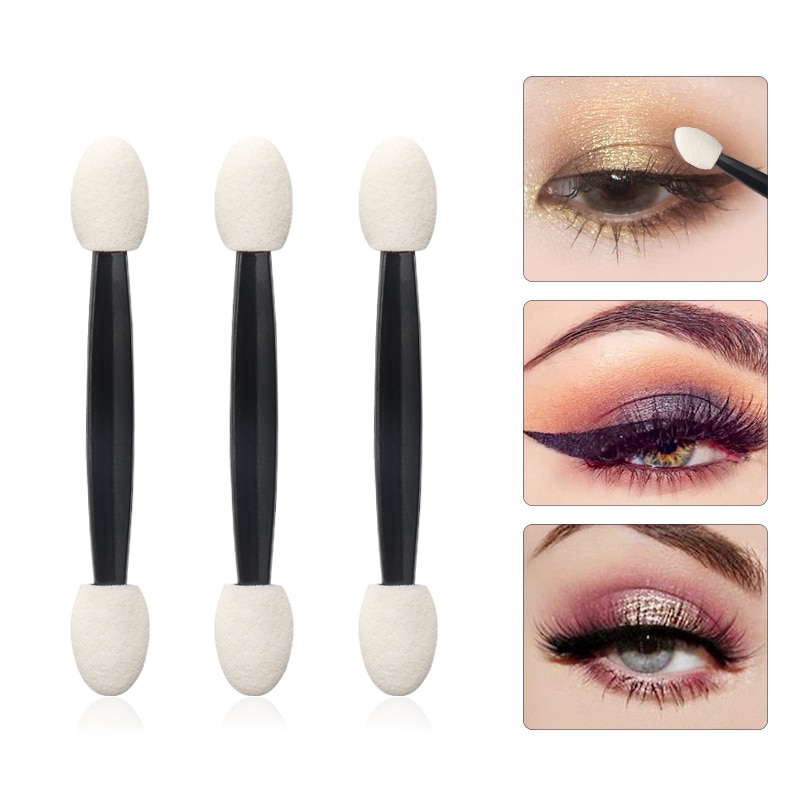 25 Pcs Sponge Stick Eye Shadow Applicator Cosmetic Brushes Double-head Eyeshadow Brush For Women Makeup Tools