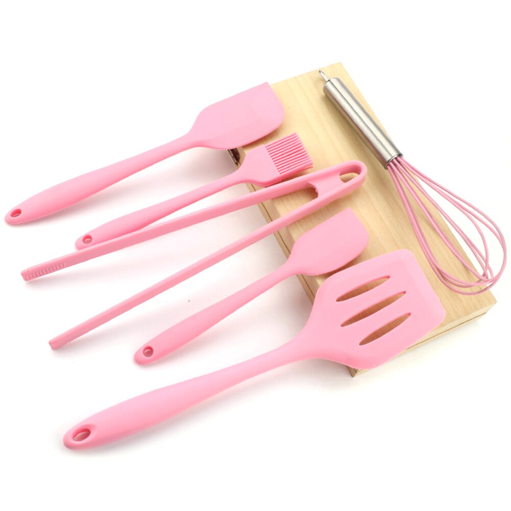 Pink Home Silicone Kitchen Utensils Baking Kit Bakery Kit Kitchenware 6-piece Scraper Shovel