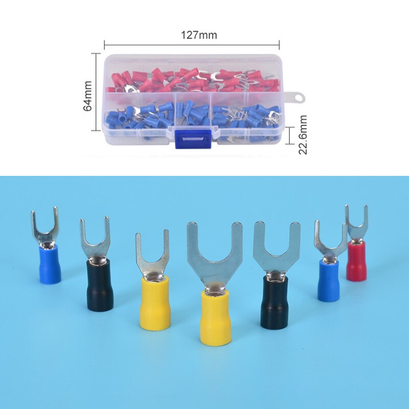 100 Stuks Draad Connector Terminals SV1.25 SV2 Vork Gevorkt Crimp AWG22-10 Geïsoleerde Jst Tin Terminales Electricos Para Kabel Gewrichten