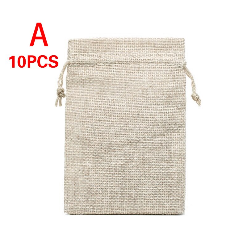 10Pcs Linnen Trekkoord Tassen Bundel Pocket Katoen Opbergzakken Voor Christmas Verpakking Tassen Linnen Trekkoord Zak Decoratie: 7X9cm / 01
