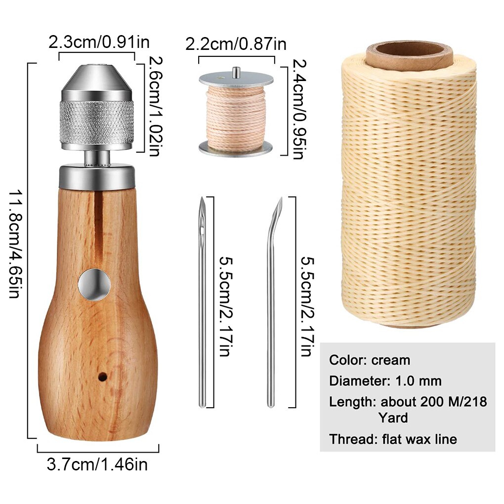 5 Pcs Leather Sewing Kit Needle and Waxed Thread Leather Sail Canvas Heavy Repair Speedy Stitcher Sewing Awl Tools