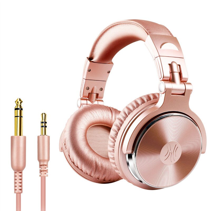 Oneodio Wired Over-Ear Headset With Microphone Hifi Studio DJ Headphones Stereo Monitor Foldable Earphones: Pro-10 Rose Gold