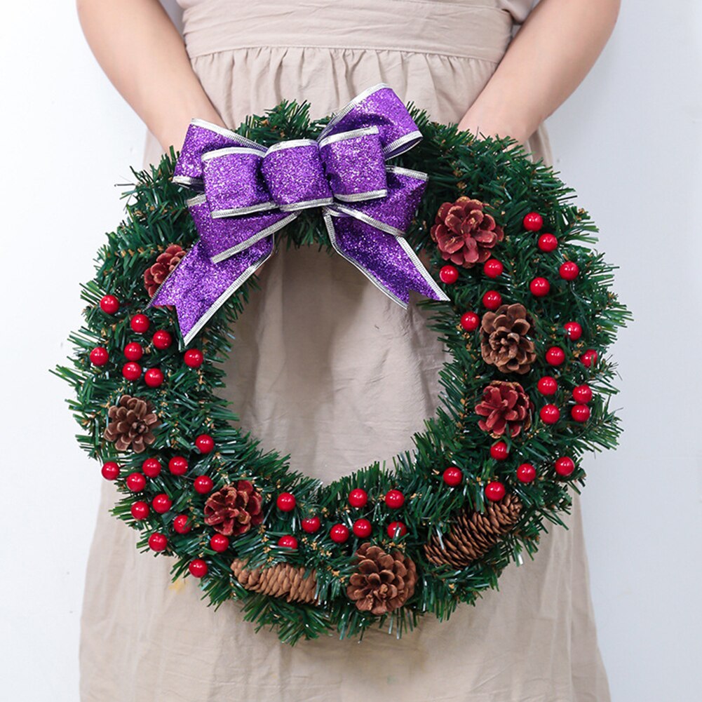40cm Christmas Wreath Wall Door Hanging Ornament for Xmas Party Decor Prop