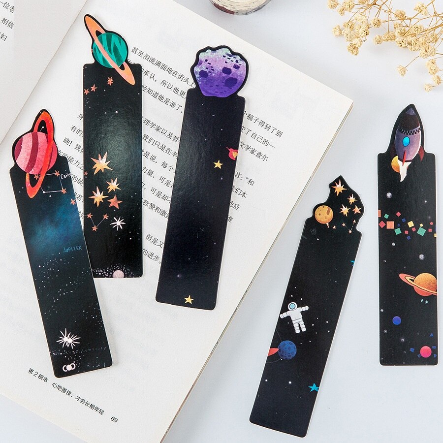 30 Uds. Separadores de dibujos animados para leer libros, cielo estrellado, para niños, suministros de oficina y escuela, , marcador de libro EC960