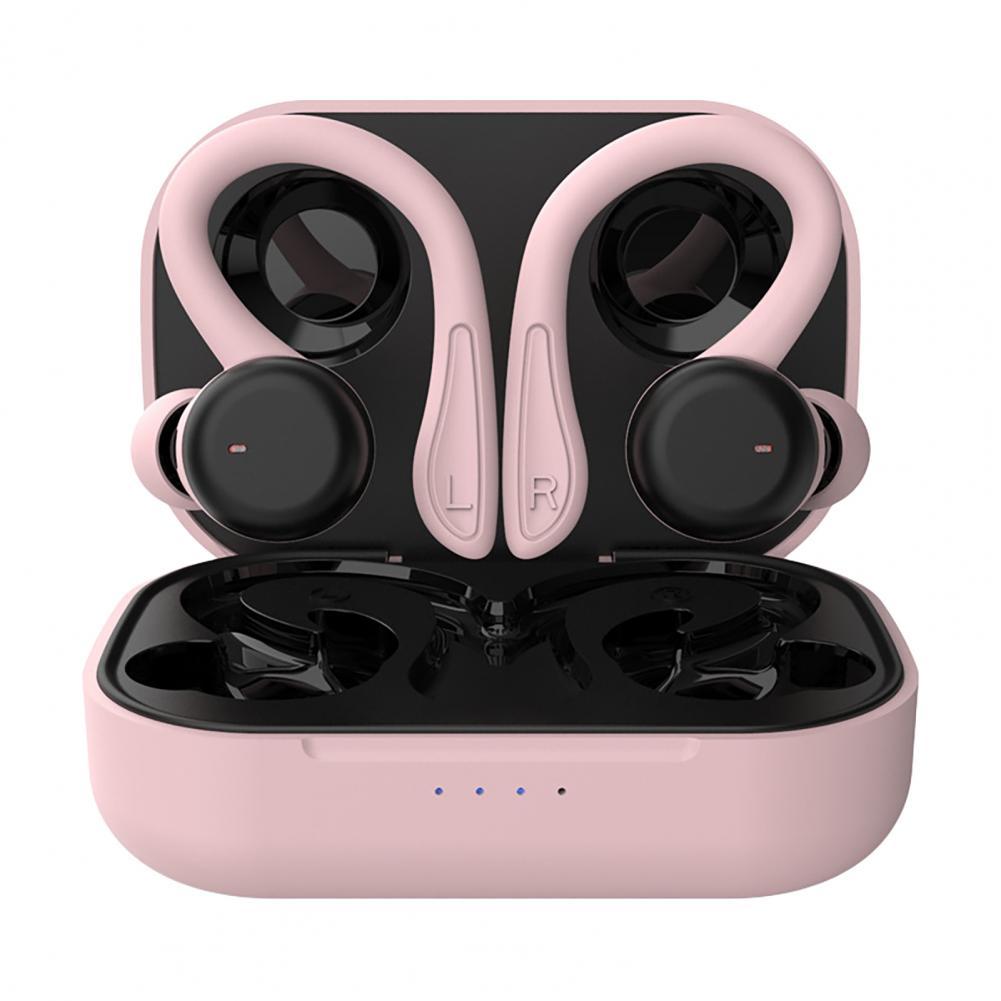 Bluetooth-kompatibel Kopfhörer Ohr Haken Touch Control IPX6 Wasserdichte Drahtlose Ohrhörer Sport Headset Laufen: Rosa