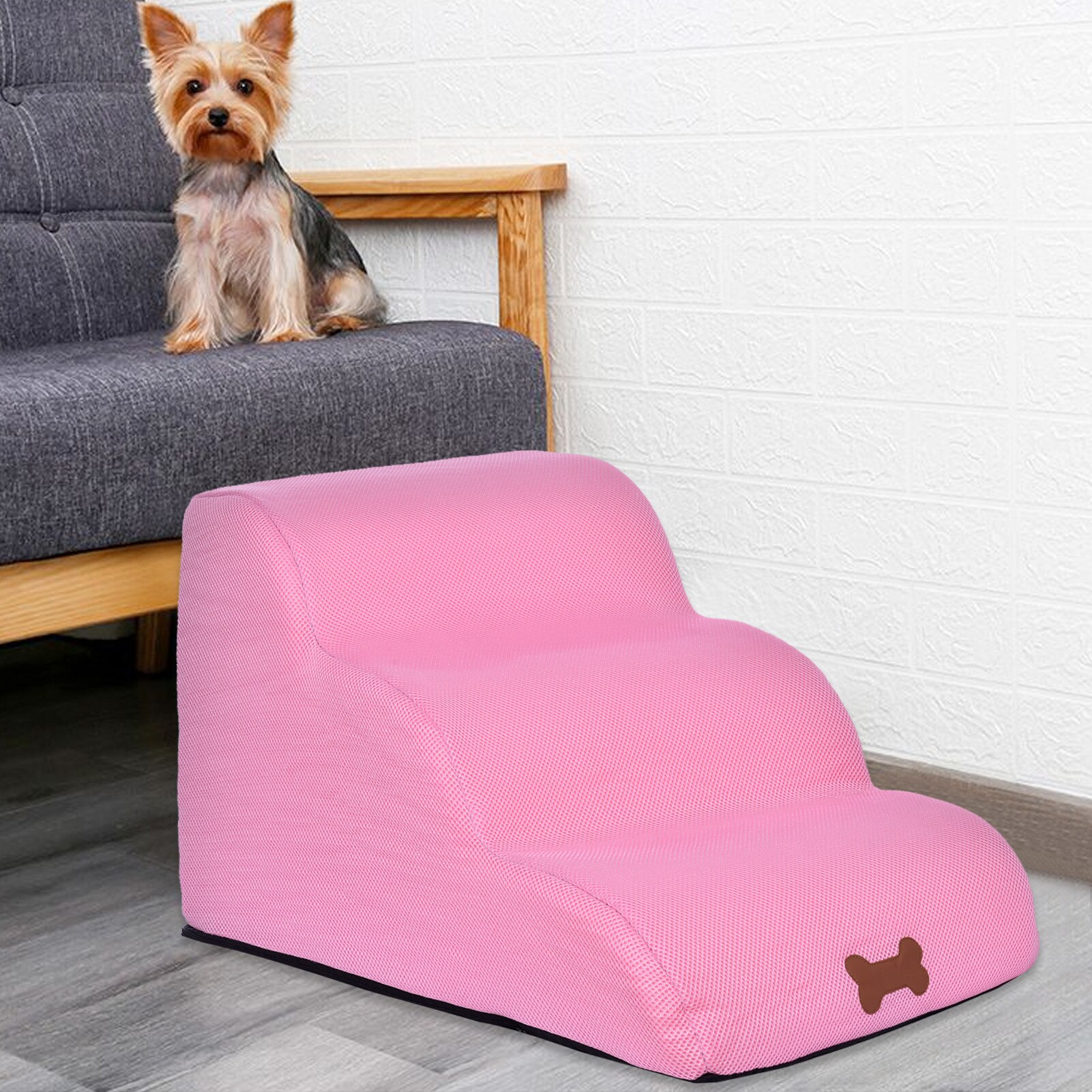 Dog Stairs Pet 3 Steps Stairs For Small Dog Cat Dog House Pet Ramp Ladder Anti-slip Removable Dogs Bed Stairs Pet Graceful