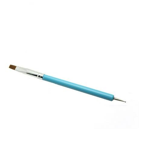 Herramienta de punteo de manicura de doble cabeza, pincel para punteo DIY, pincel plano de nailon, herramientas de arte de uñas, herramienta de pintura para manicura: Gris claro